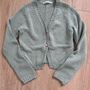 Abercrombie & Fitch Sage Green V-Neck Button Knit Cardigan